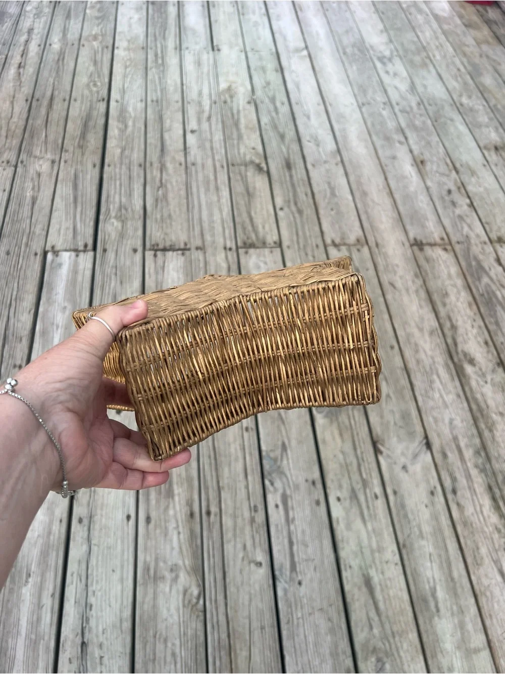 Vintage Wicker Star Basket in Natural Brown